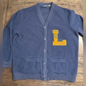 Polo by Ralph Lauren Blue Cardigan with Yellow Accents